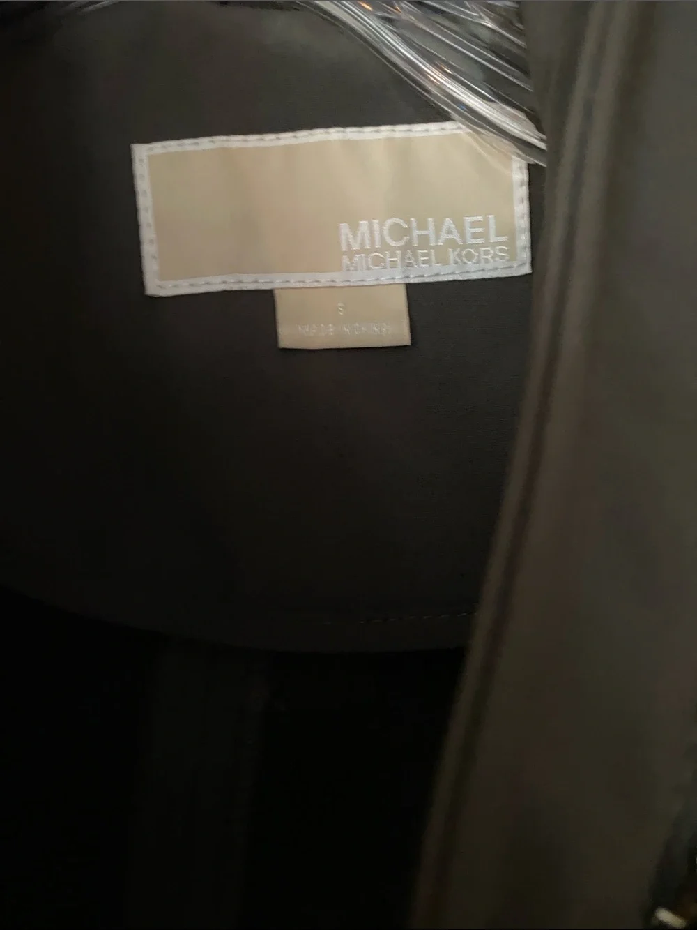 COPY MK Dark Olive Micro Fur Lined Coat Rain Resistant Stretch Hood Belt S
